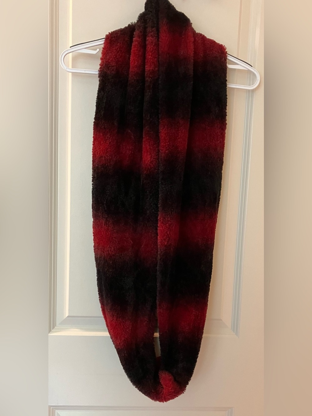 Cozy Red & Black Buffalo Plaid Sherpa Infinity Scarf - Soft & Warm!